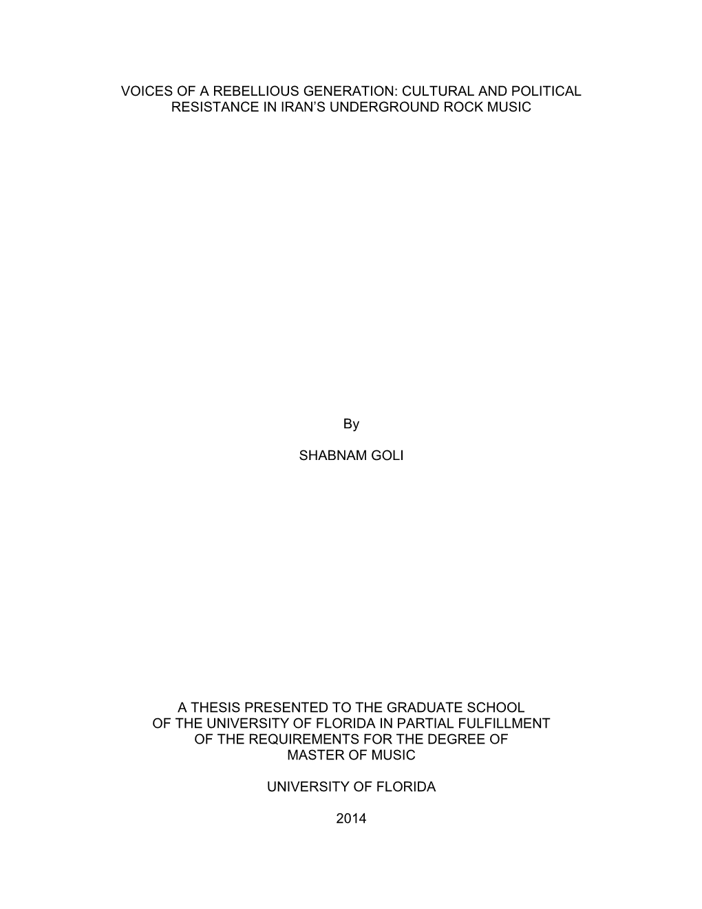 University of Florida Thesis Or Dissertation Formatting