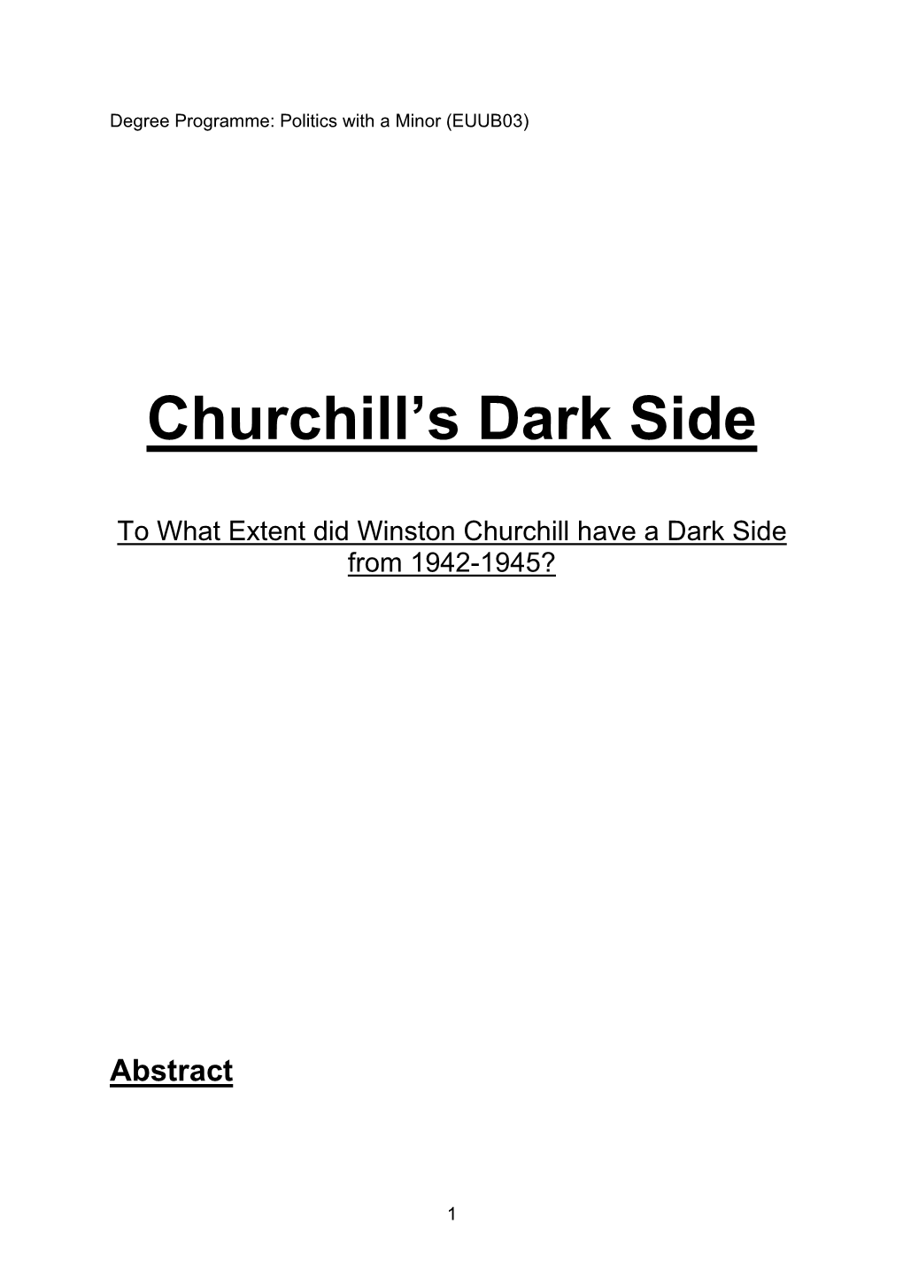 Churchill's Dark Side