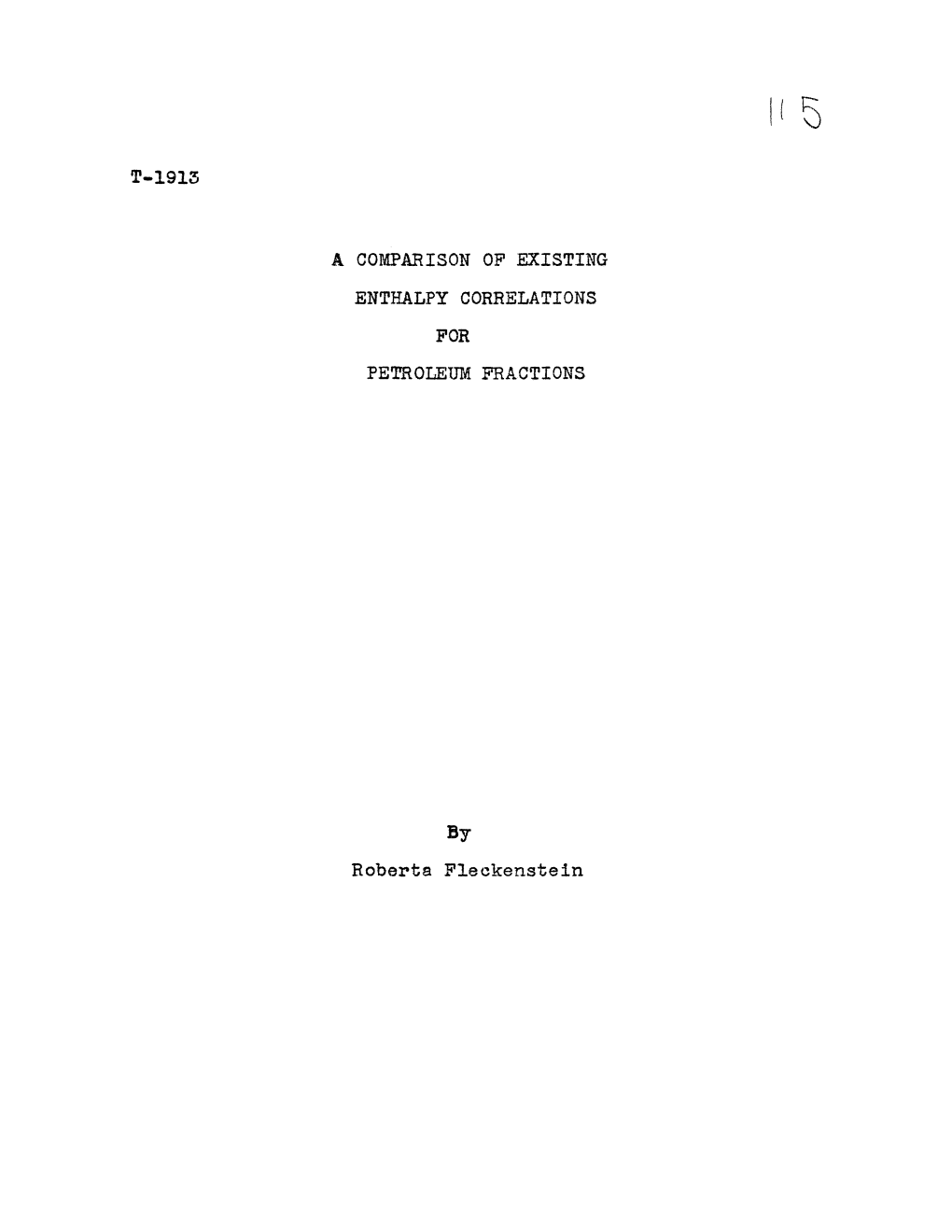 A Comparison Op Existing Enthalpy Correlations For