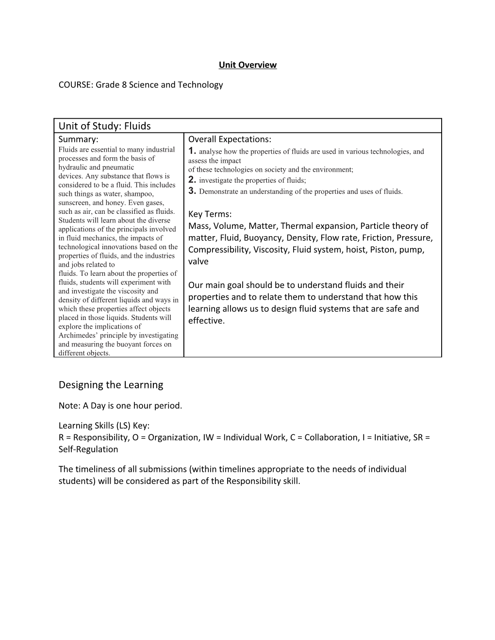 COURSE: Grade 8 Science and Technology