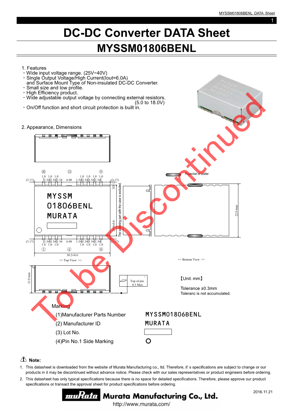 DC-DC Converter DATA Sheet