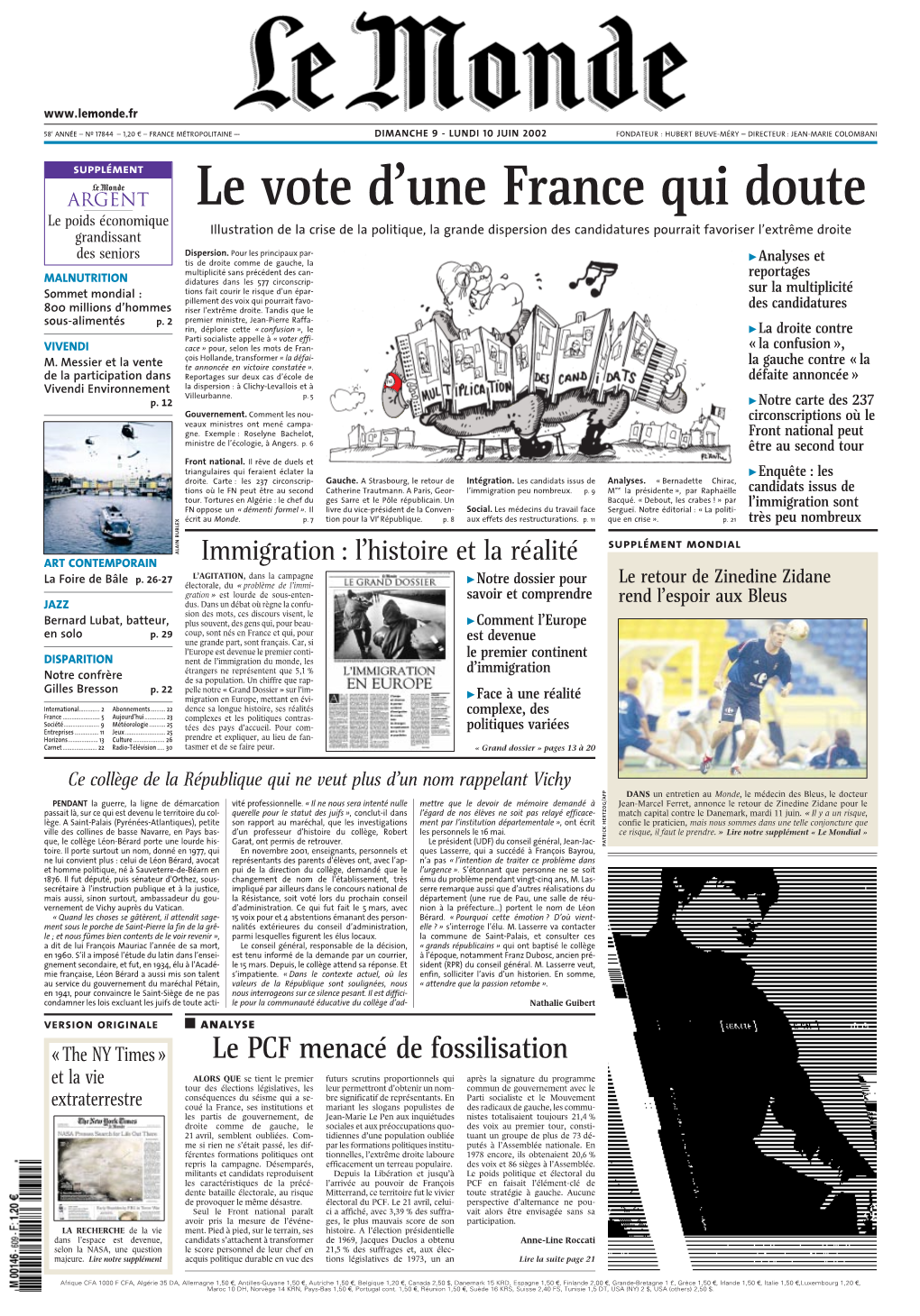 LE MONDE/PAGES<UNE>