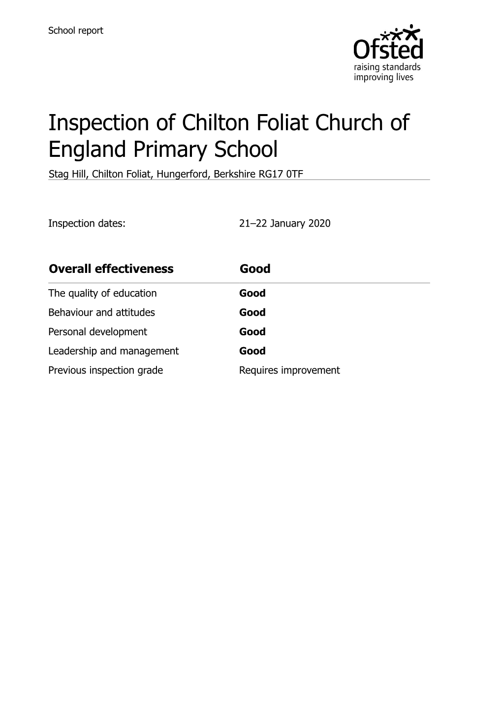 Inspection of Chilton Foliat Church of England Primary School Stag Hill, Chilton Foliat, Hungerford, Berkshire RG17 0TF