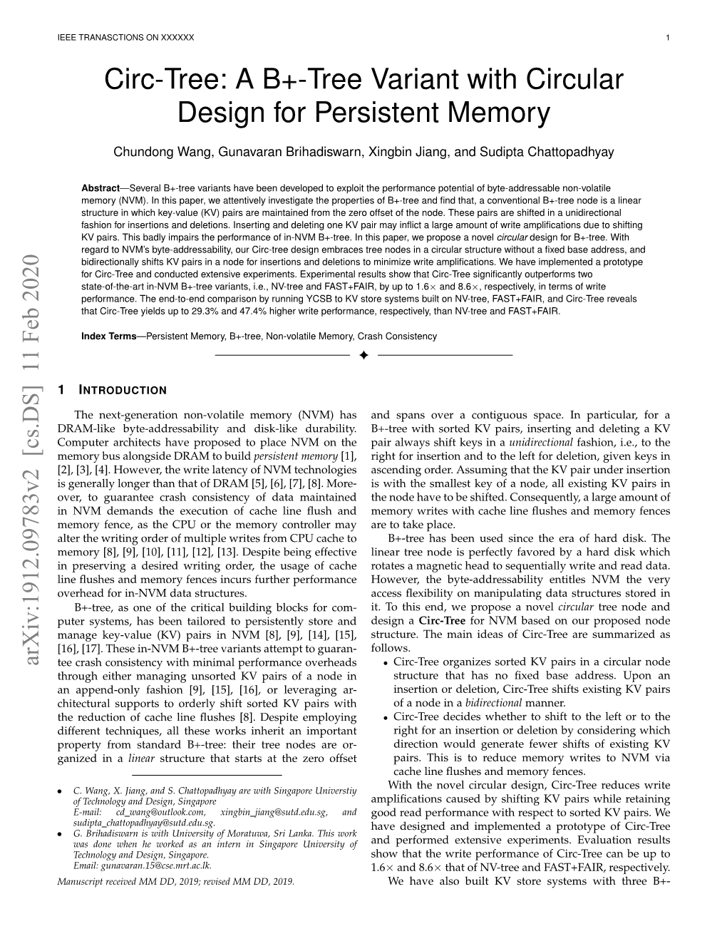 Circ-Tree: a B+-Tree Variant with Circular Design for Persistent Memory