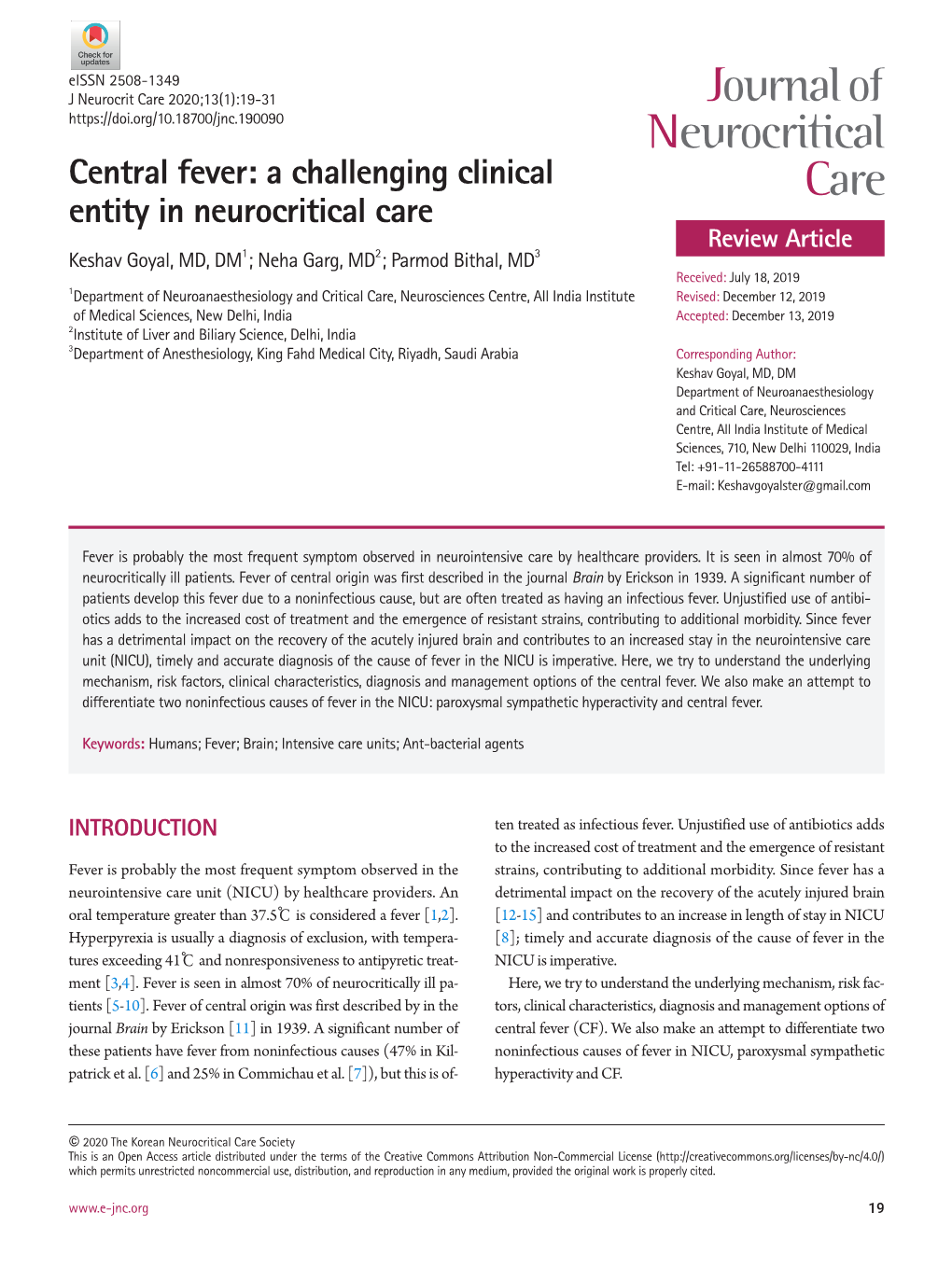 Central Fever: a Challenging Clinical Entity in Neurocritical Care