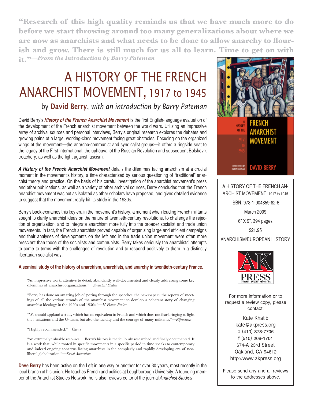 A HISTORY of the FRENCH ANARCHIST MOVEMENT,1917 to 1945