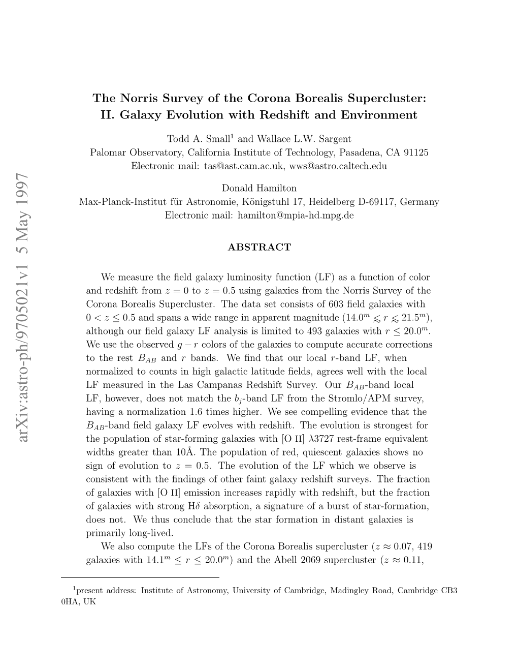 The Norris Survey of the Corona Borealis Supercluster: II. Galaxy