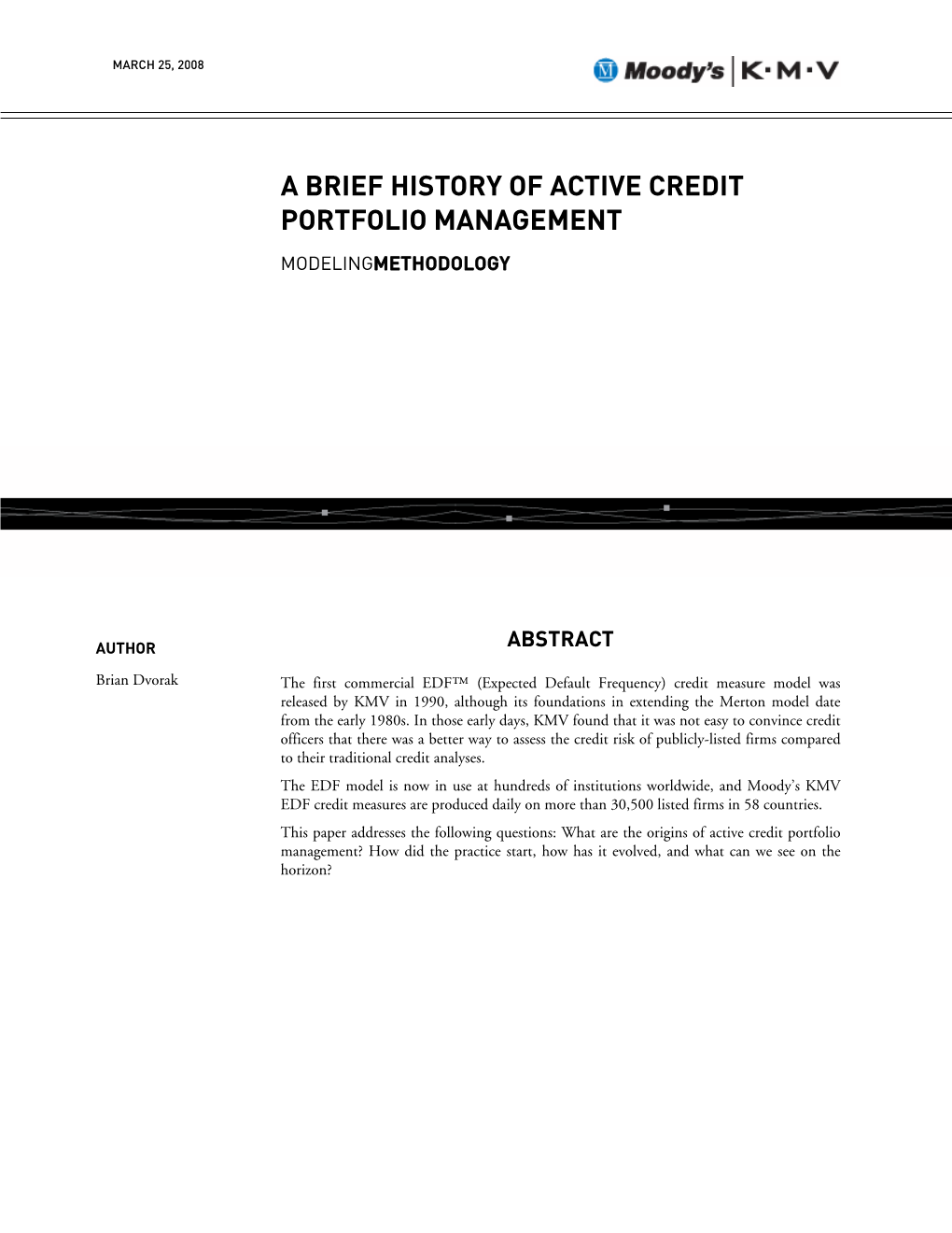 A Brief History of Active Credit Portfolio Management
