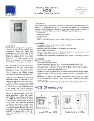 Humidity Controlled Grilles HCG Spec and Technical Data