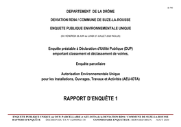 Departement De La Drôme Deviation Rd94 / Commune De Suze-La-Rousse Enquete Publique Environnementale Unique