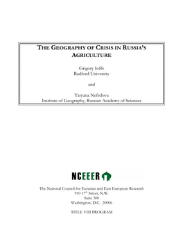 The Geography of Crisis in Russia's Agriculture