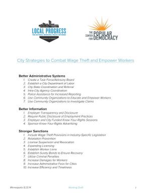 City Strategies to Combat Wage Theft and Empower Workers