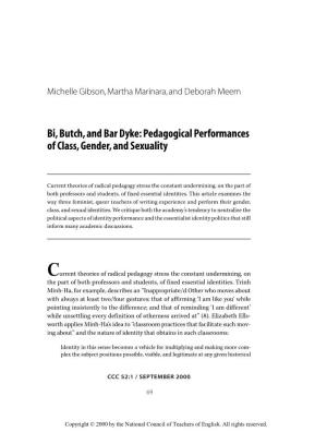 Bi,Butch,And Bar Dyke:Pedagogical Performances of Class,Gender,And Sexuality