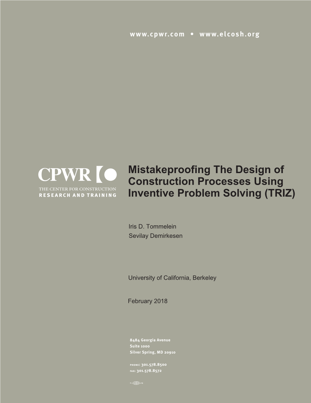 Mistakeproofing the Design of Construction Processes Using Inventive Problem Solving (TRIZ)