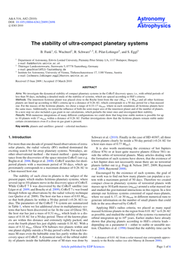 The Stability of Ultra-Compact Planetary Systems