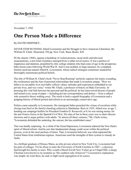 One Person Made a Difference