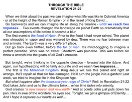 THROUGH the BIBLE REVELATION 21-22 When We Think About the Past
