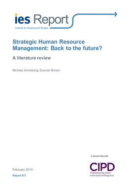 Strategic Human Resource Management: Back to the Future?