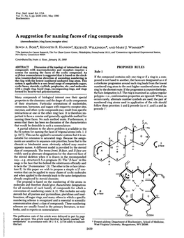 A Suggestion for Naming Faces of Ring Compounds (Stereochemistry/Ring Faces/Receptor Sites) IRWIN A