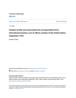 Haskins & Sells and Associated and Correspondent Firms: International