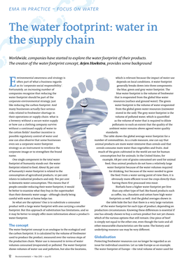The Water Footprint: Water in the Supply Chain