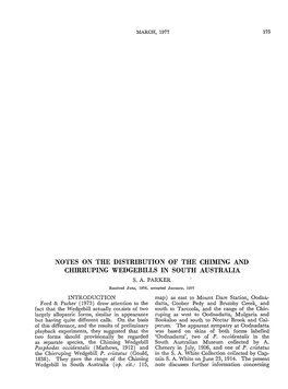 Notes on the Distribution of the Chiming and Chirruping Wedgebills in South Australia S