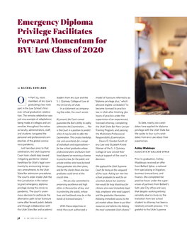 Emergency Diploma Privilege Facilitates Forward Momentum for BYU Law Class of 2020