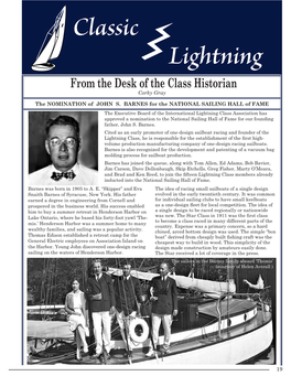 Classic Lightning from the Desk of the Class Historian Corky Gray