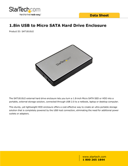 1.8In USB to Micro SATA Hard Drive Enclosure