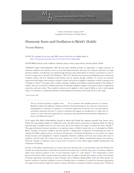 Harmonic Stasis and Oscillation in Björk's Medúlla