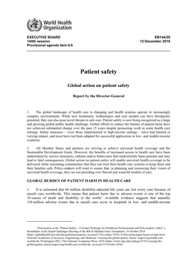 Global Action on Patient Safety