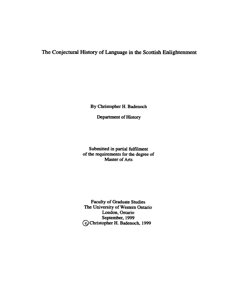 The Conjectural History of Language in the Scottish Enlightenment