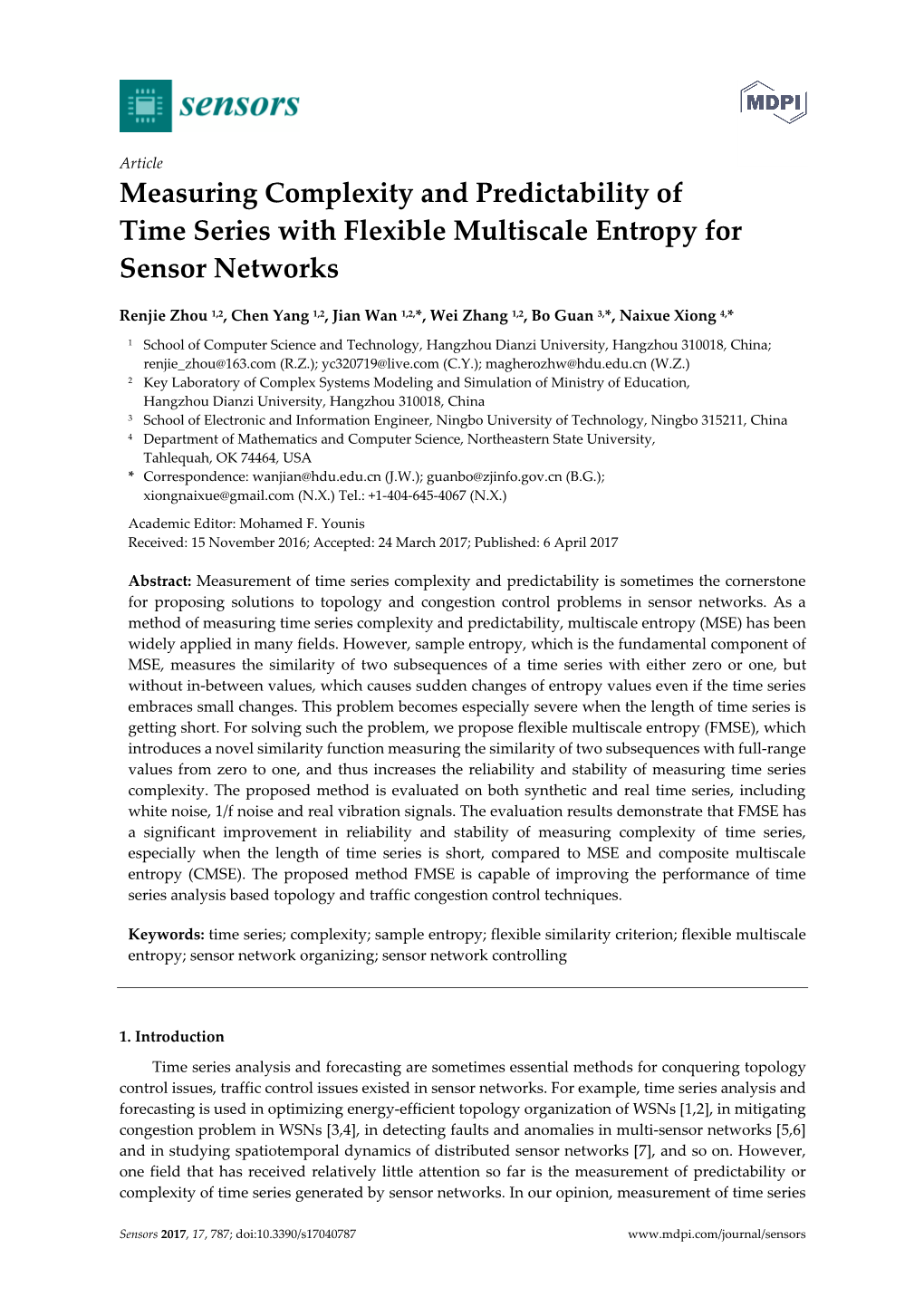 Measuring Complexity and Predictability of Time Series with Flexible Multiscale Entropy for Sensor Networks