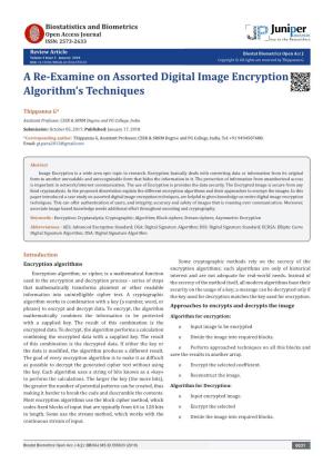 A Re-Examine on Assorted Digital Image Encryption Algorithm's