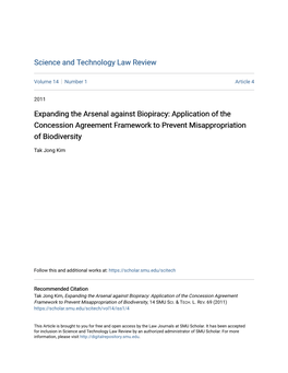 Expanding the Arsenal Against Biopiracy: Application of the Concession Agreement Framework to Prevent Misappropriation of Biodiversity