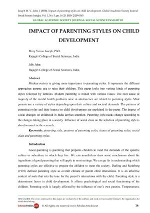 Impact of Parenting Styles on Child Development