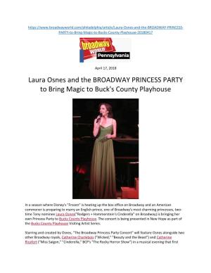 Laura Osnes and the BROADWAY PRINCESS PARTY to Bring Magic to Buck's County Playhouse