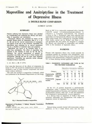 ~Iaprotiline and Amitriptyline in the Treatment of Depressive Illness a DOUBLE-BLIND COMPARISON