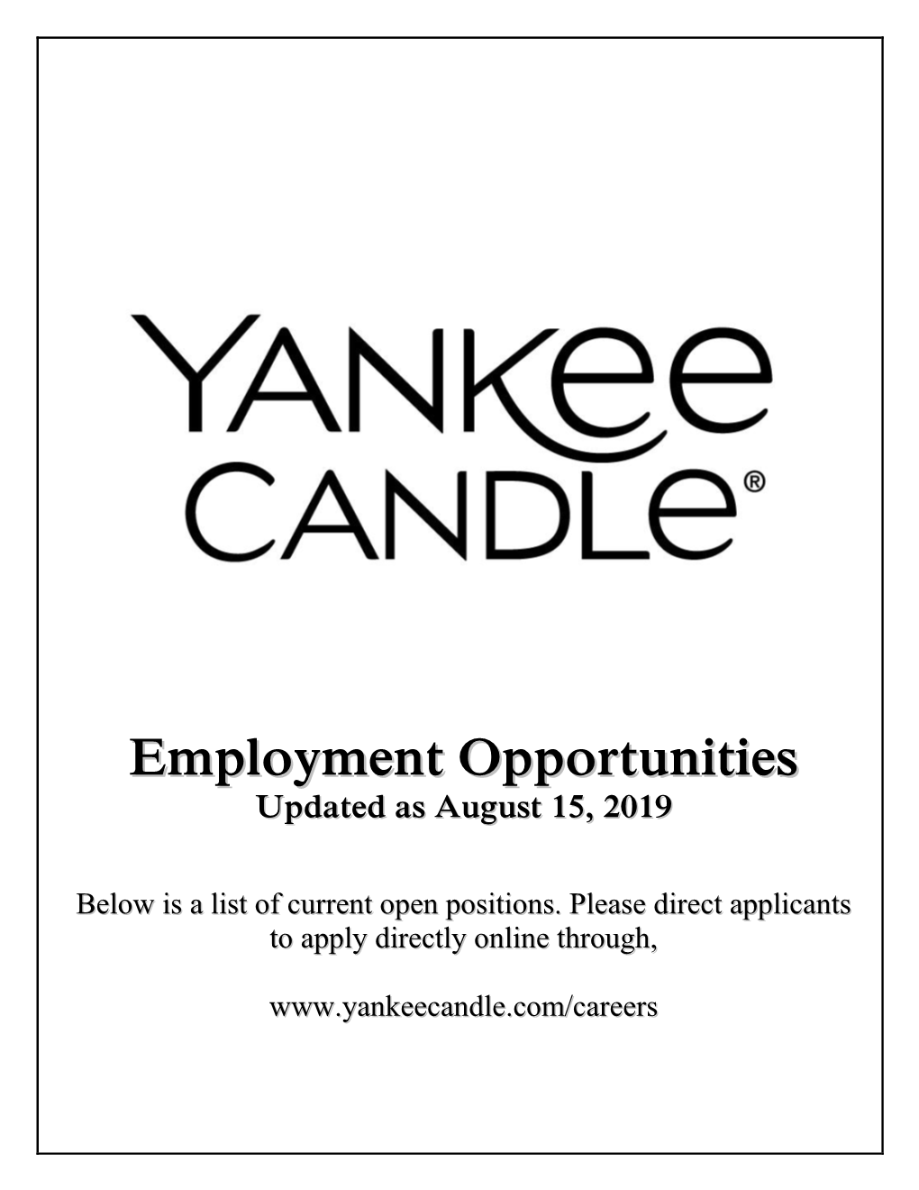 Employment Opportunities