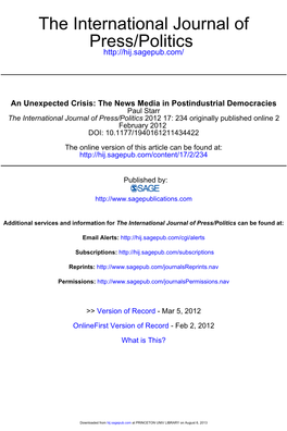 Press/Politics the International Journal Of