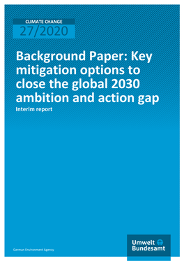 Key Mitigation Options to Close the 2030 Ambition and Action