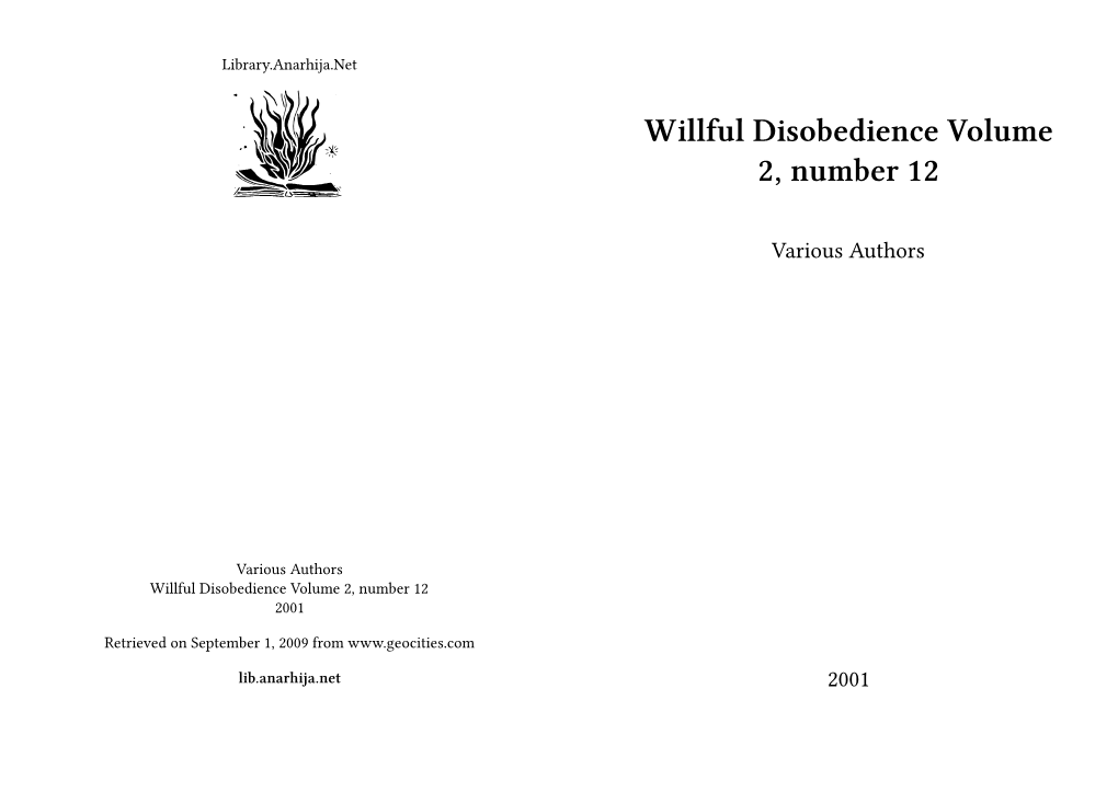 Willful Disobedience Volume 2, Number 12