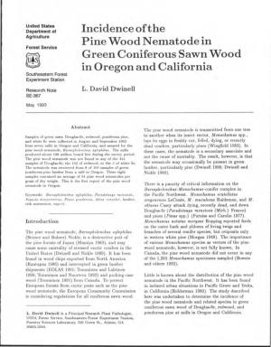 Pine Wood Nematode in Green Coniferous Sawn Wood in Oregon
