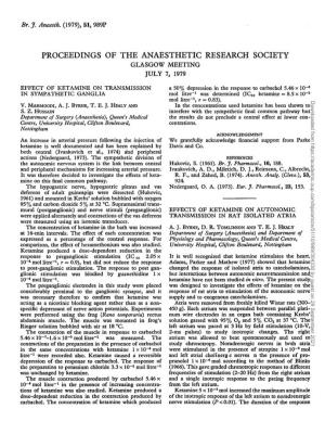 Proceedings of the Anaesthetic Research Society Glasgow Meeting July 7, 1979