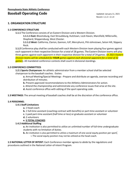 Baseball Operating Code Updated: January 11, 2021 Recent: 1.1.2 + 2.1.4