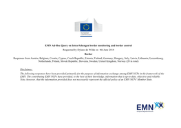 EMN Ad-Hoc Query on Intra-Schengen Border Monitoring