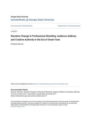 Narrative Change in Professional Wrestling: Audience Address and Creative Authority in the Era of Smart Fans