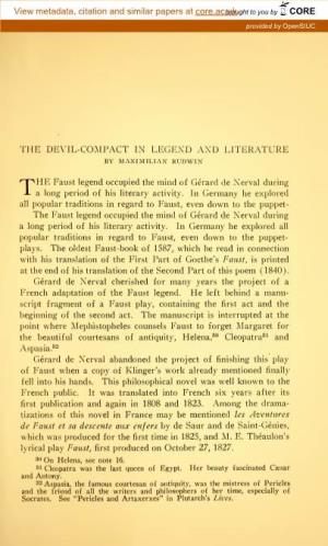 The Devil-Compact in Legend and Literature