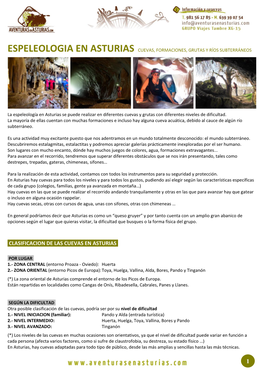 Clasificacion De Las Cuevas En Asturias