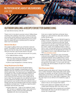OUTDOOR GRILLING: a RECIPE for BETTER BARBECUING By: Katie Morford Sullivan, MS, RD